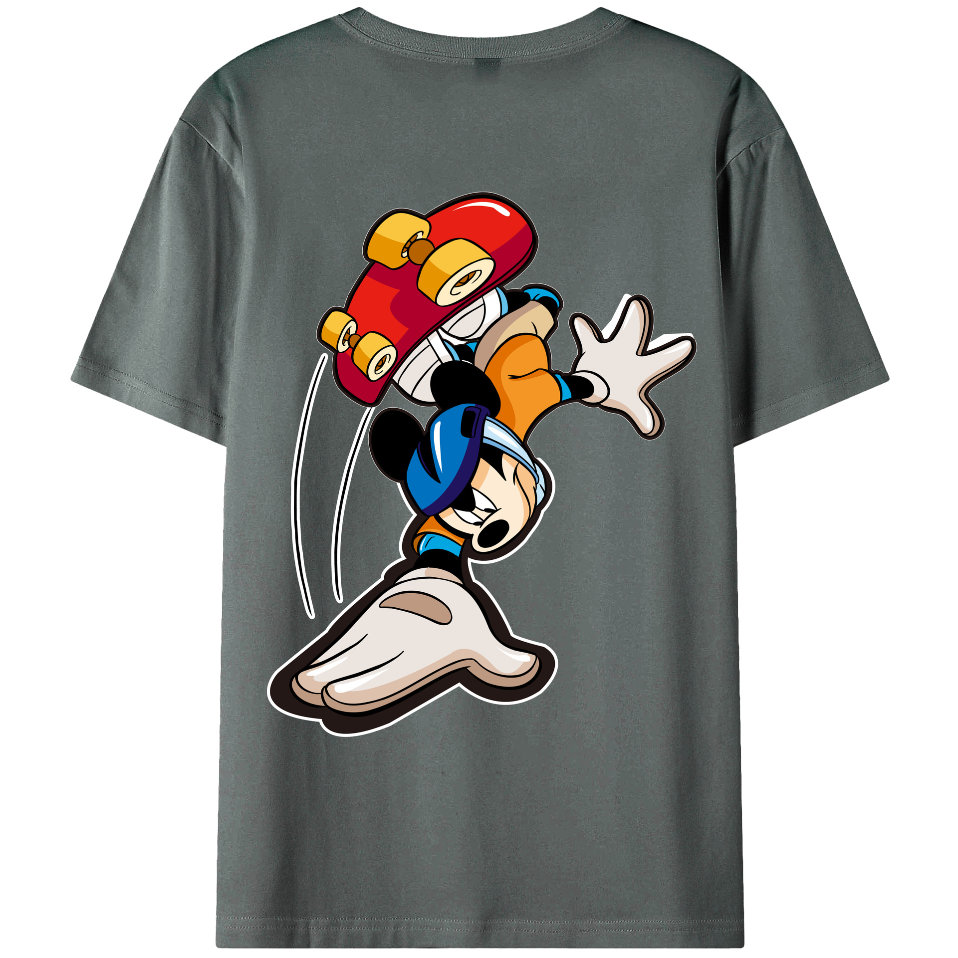 ミッキーマウス Mickey Mouse 綿100％ メンズ半袖Tシャツ（バックプリント） 通気性